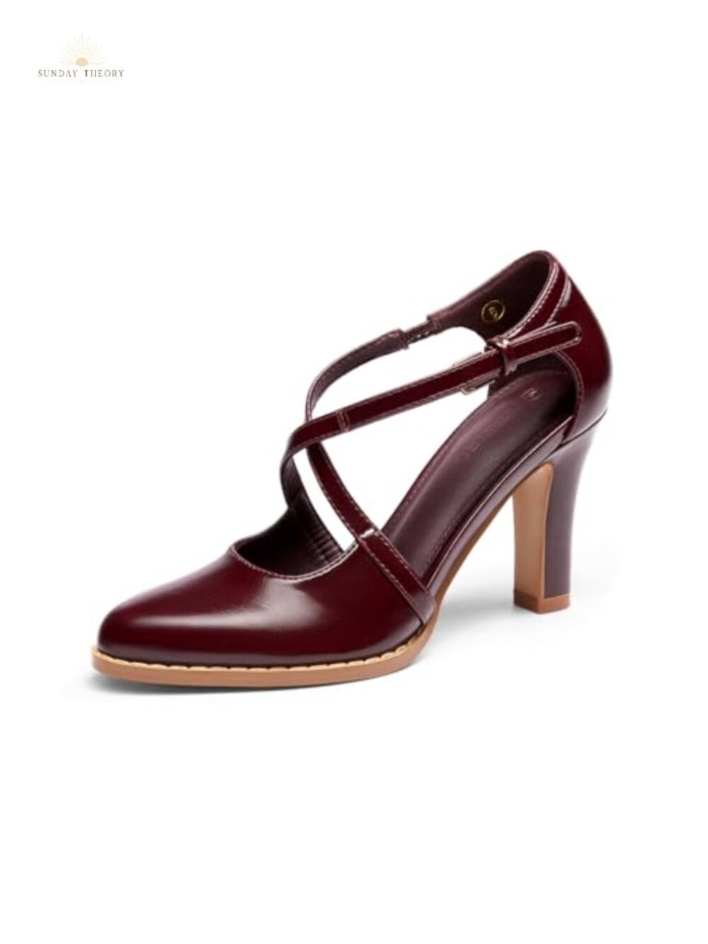 Coutgo Women's Pointed Toe Chunky High Heel Pumps Faux Leather